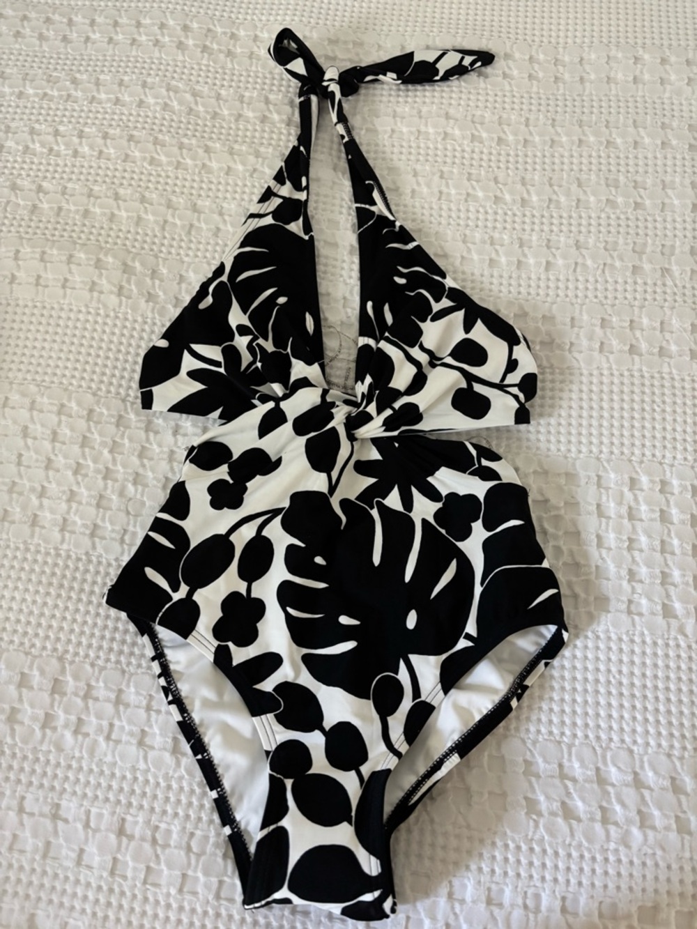 kate spade Black and White Printed Halter One-Piece